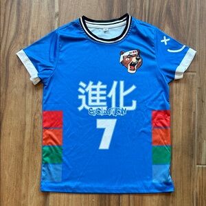 Blue Graphic Sports Jersey with Bear Design